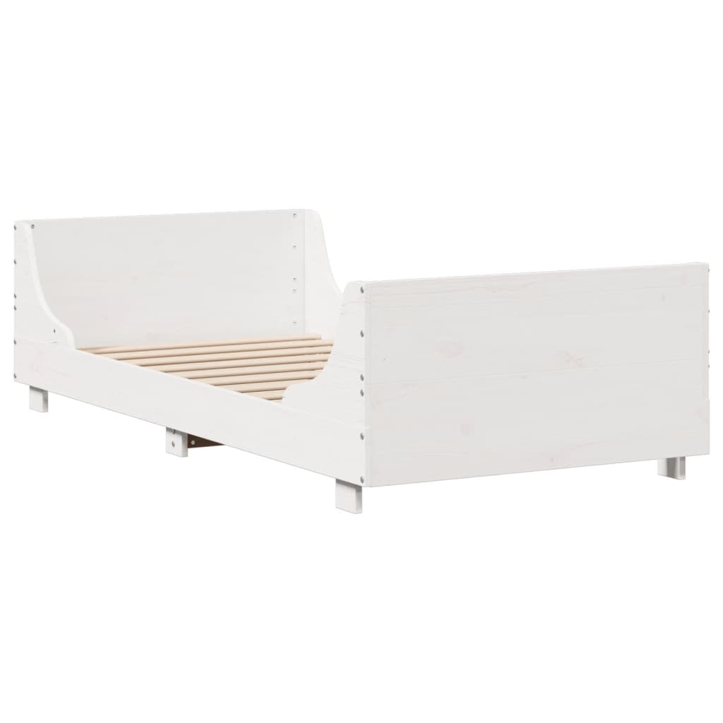 Bed Frame without Mattress White 100x200 cm Solid Wood Pine