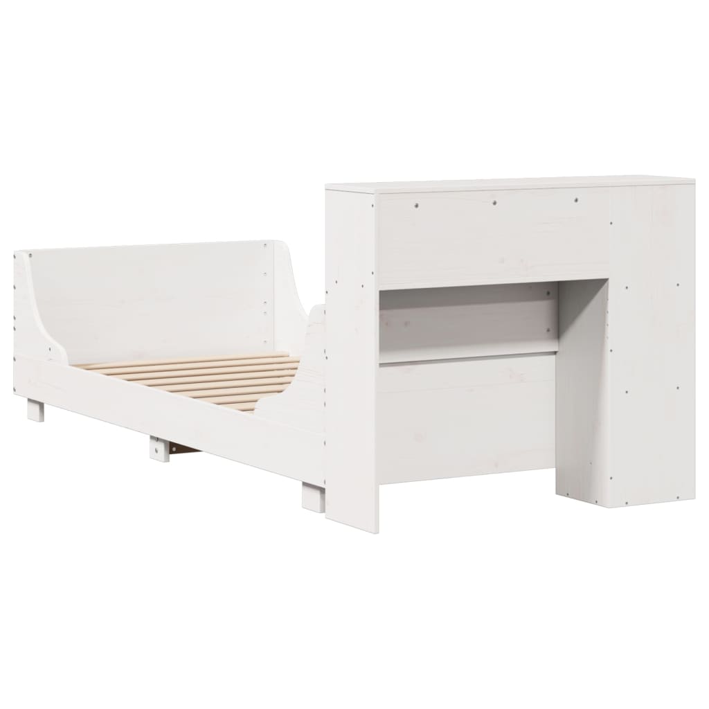 Bed Frame without Mattress White 100x200 cm Solid Wood Pine