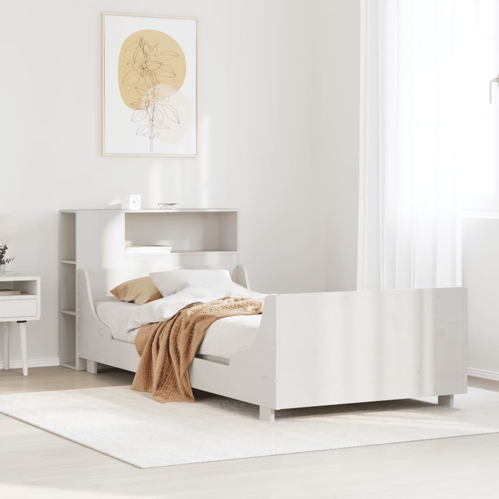 Bed Frame without Mattress White 100x200 cm Solid Wood Pine