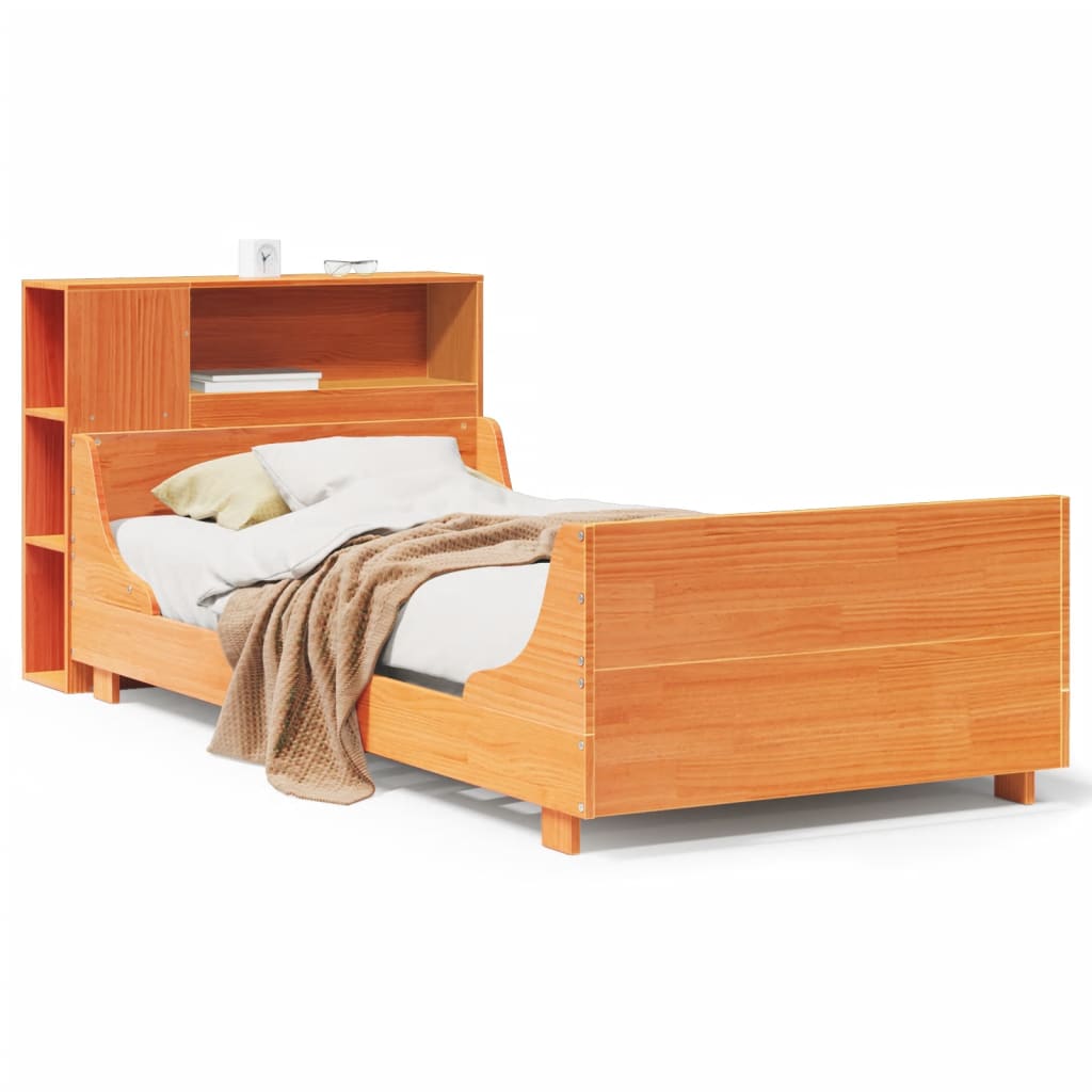 Bed Frame without Mattress Wax Brown 100x200 cm Solid Wood Pine