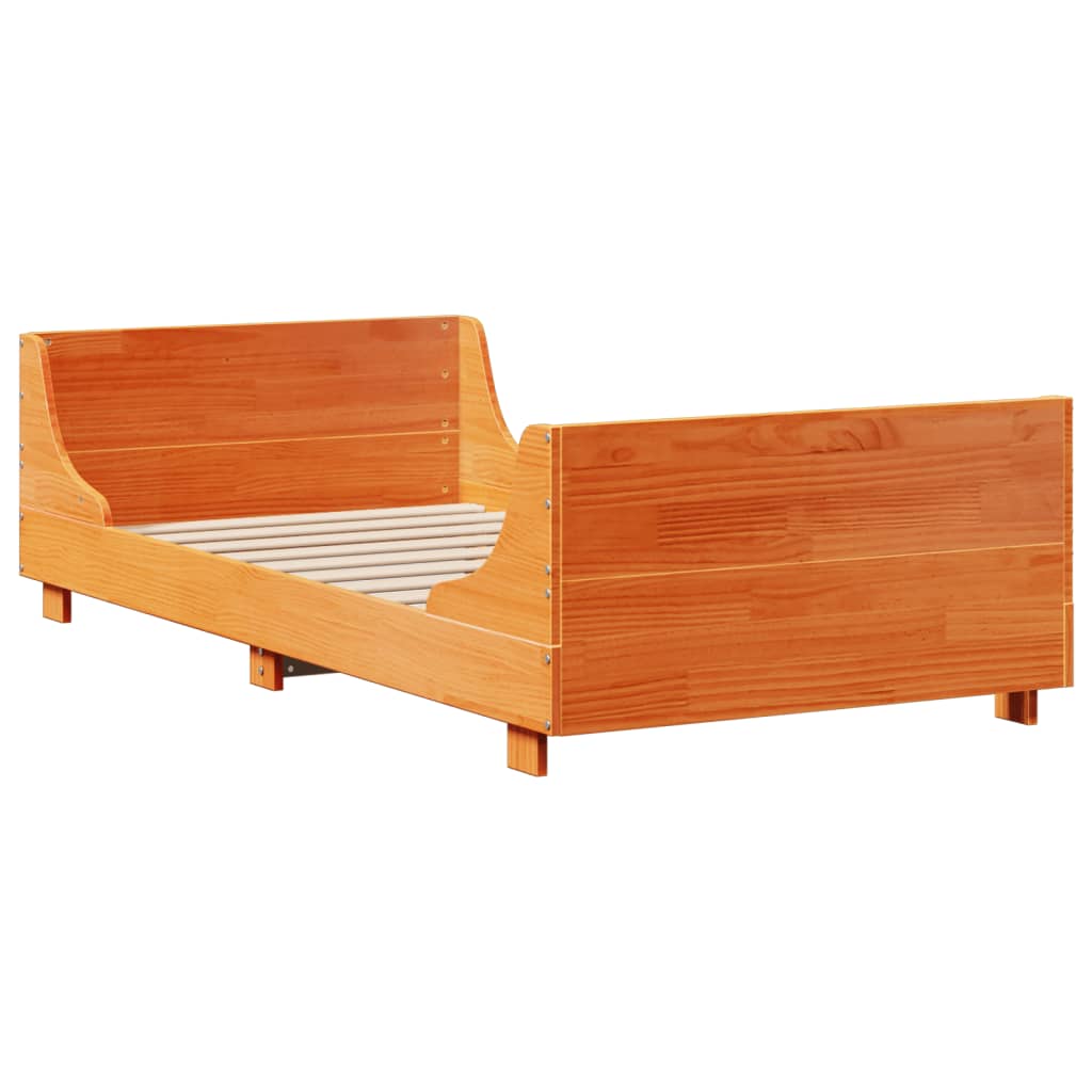 Bed Frame without Mattress Wax Brown 100x200 cm Solid Wood Pine
