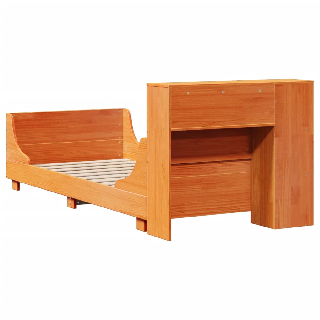 Bed Frame without Mattress Wax Brown 100x200 cm Solid Wood Pine