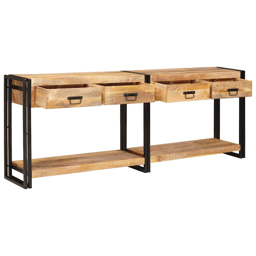 Console Table with Drawer 2 pcs Brown Solid rough mango wood