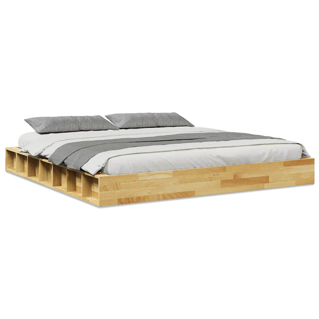 Bed Frame without Mattress 200x200 cm Solid Wood Oak