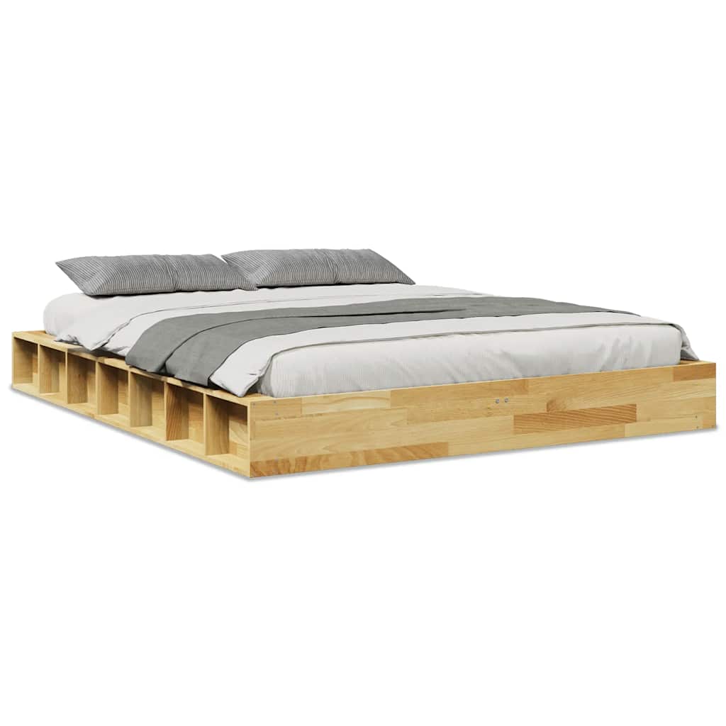 Bed Frame without Mattress 135x190 cm Solid Wood Oak