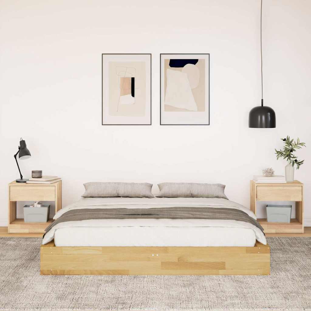 Bed Frame without Mattress 135x190 cm Solid Wood Oak
