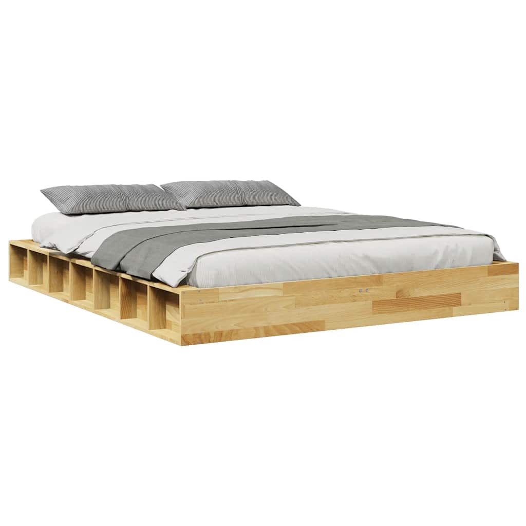 Bed Frame without Mattress 135x190 cm Solid Wood Oak