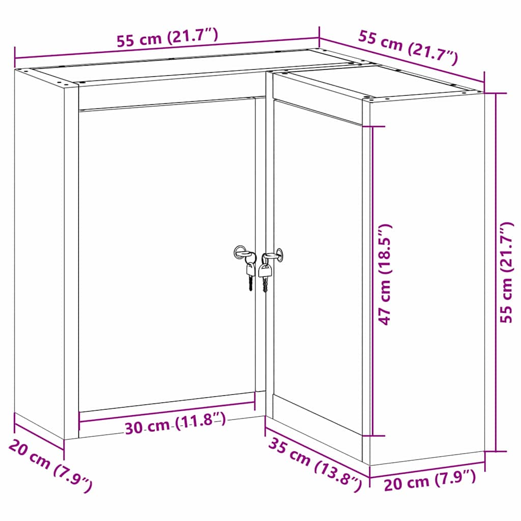 Tool Cabinet Black and grey 55 x 55 x 55 cm Powder-coated steel