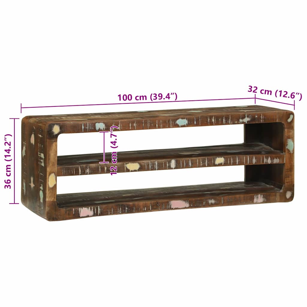 TV Cabinet Multicolour 100 x 32 x 36 cm Solid Reclaim wood