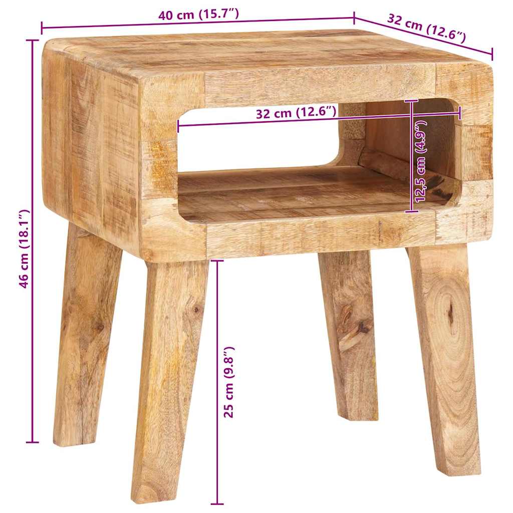 End Tables with Shelf Brown 40 x 32 x 46 cm Solid Mango Wood
