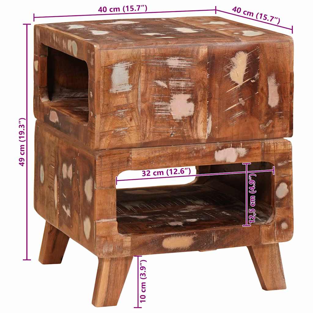 End Tables with Shelf Brown 40 x 40 x 49 cm Solid Reclaim Wood