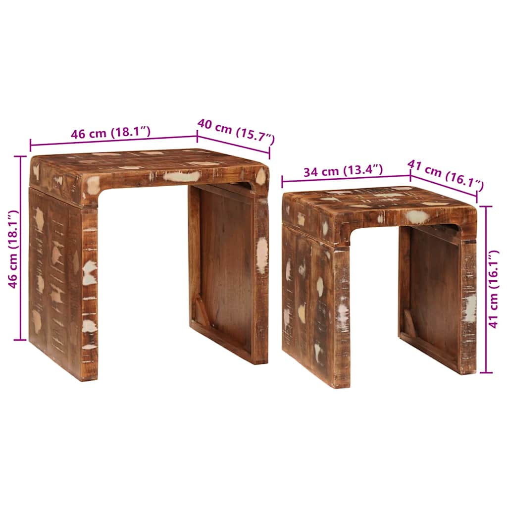 End Tables Brown Solid Reclaim Wood