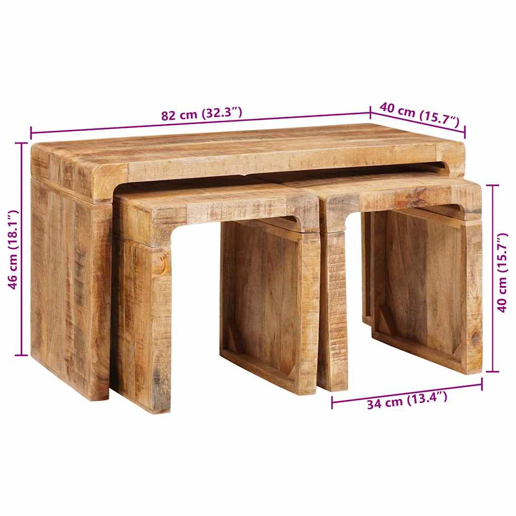 Nesting Tables Brown Solid Mango Wood