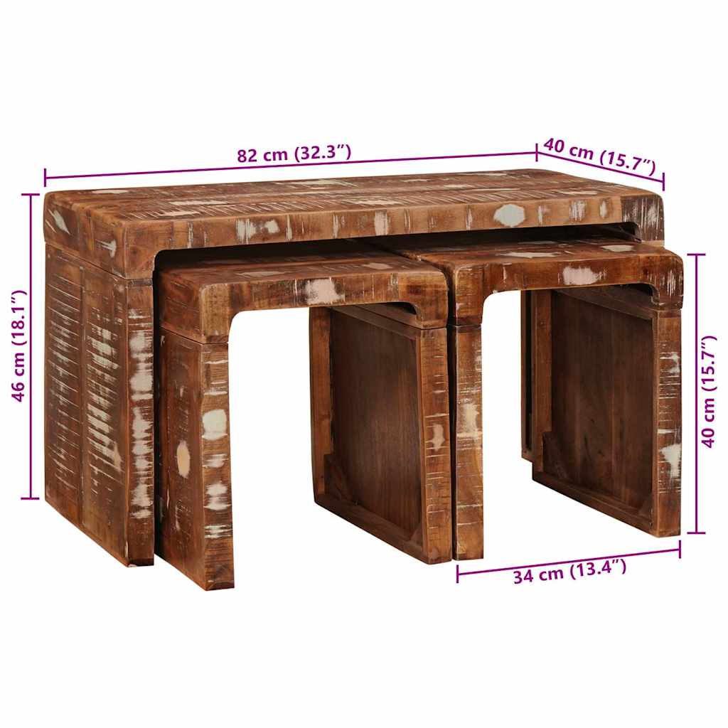 Nesting Tables Brown Solid Mango Wood