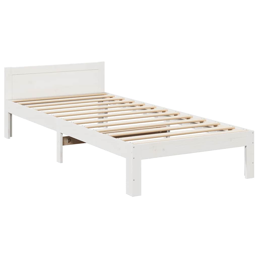 Bed Frame without Mattress White 90x200 cm Solid Wood Pine