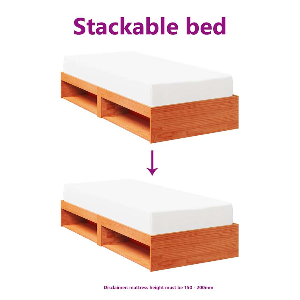 Day Bed without Mattress Wax Brown 90x200 cm Solid Wood Pine