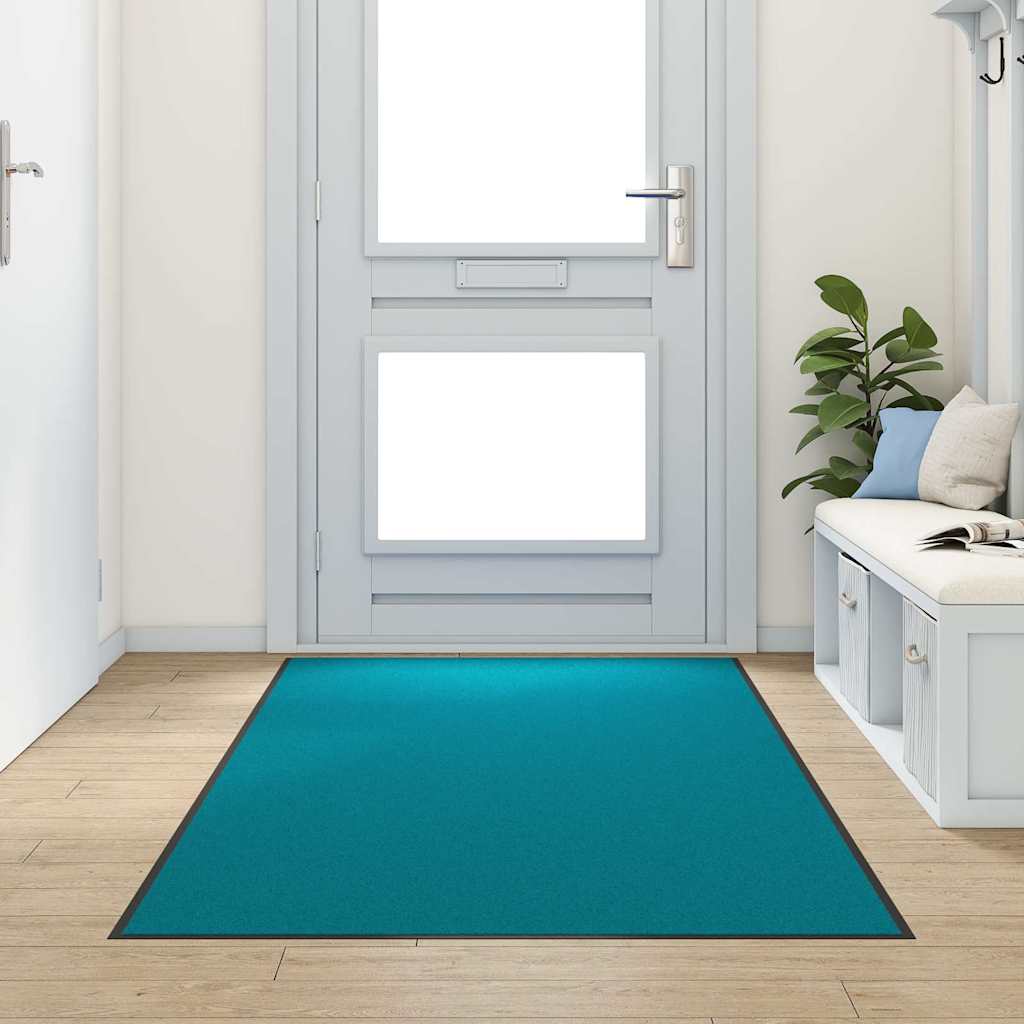 Doormat Other Cyan and Black 120 x 250 cm Polyamide and PVC