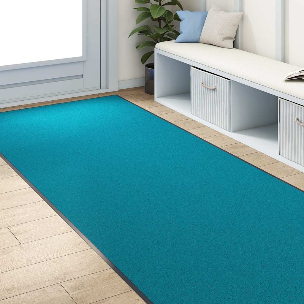 Doormat Other Cyan and Black 120 x 300 cm Polyamide and PVC