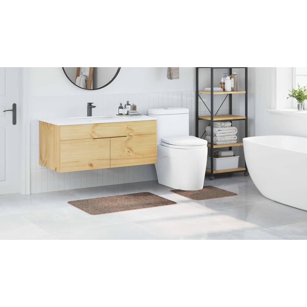 Anti-slip Bath Mat Set 2 pcs Brown PP
