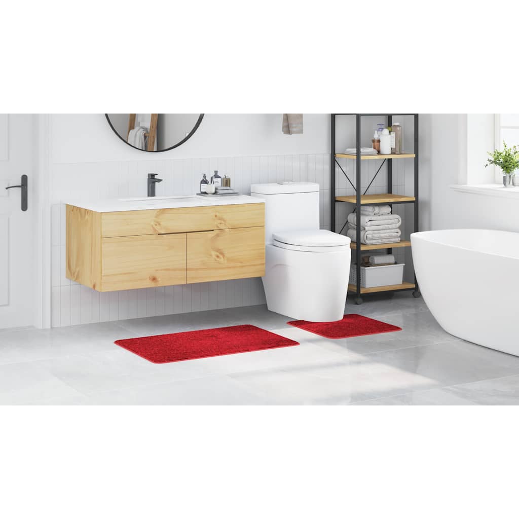Anti-slip Bath Mat Set 2 pcs Red PP