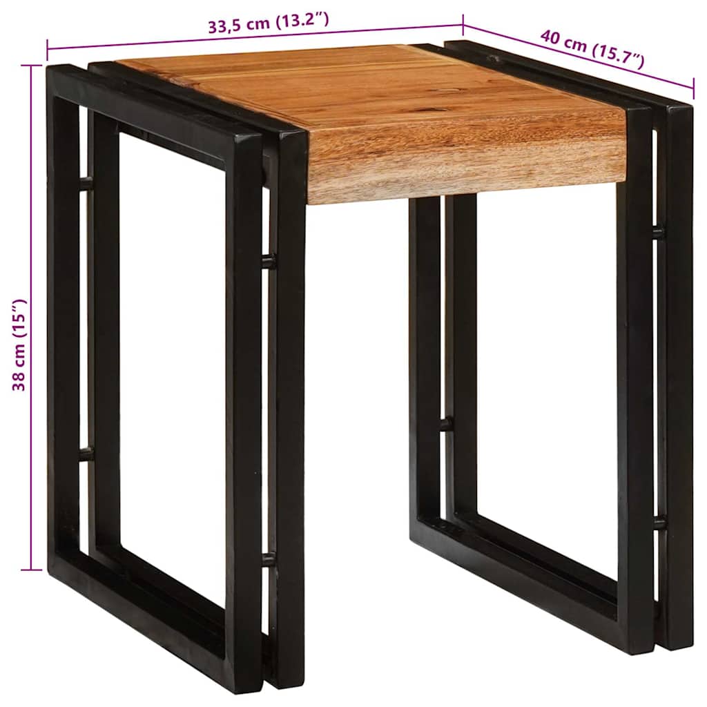 End Tables Brown and black Solid Acacia wood