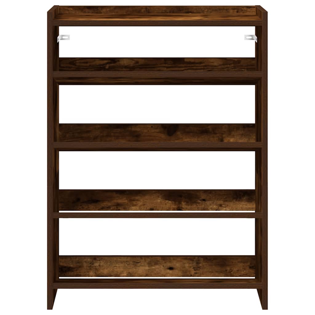 Shoe Rack Smoked Oak 60x25x81 cm Engineered Wood