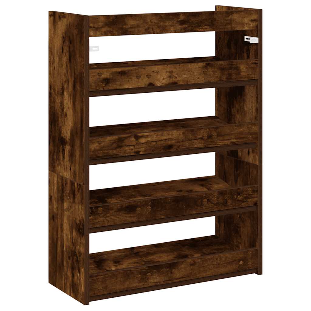 Shoe Rack Smoked Oak 60x25x81 cm Engineered Wood
