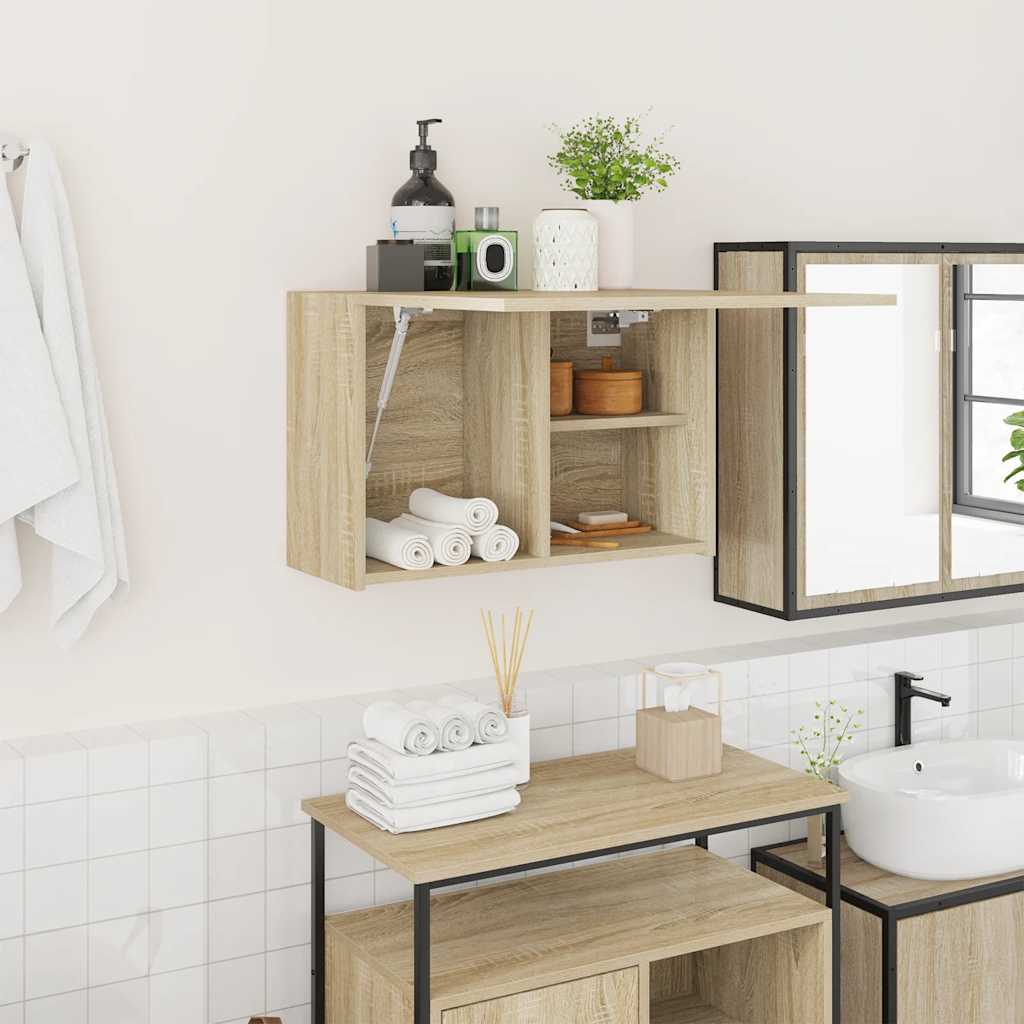Bathroom Wall Cabinet Sonoma Oak 60x25x40 cm Engineered Wood