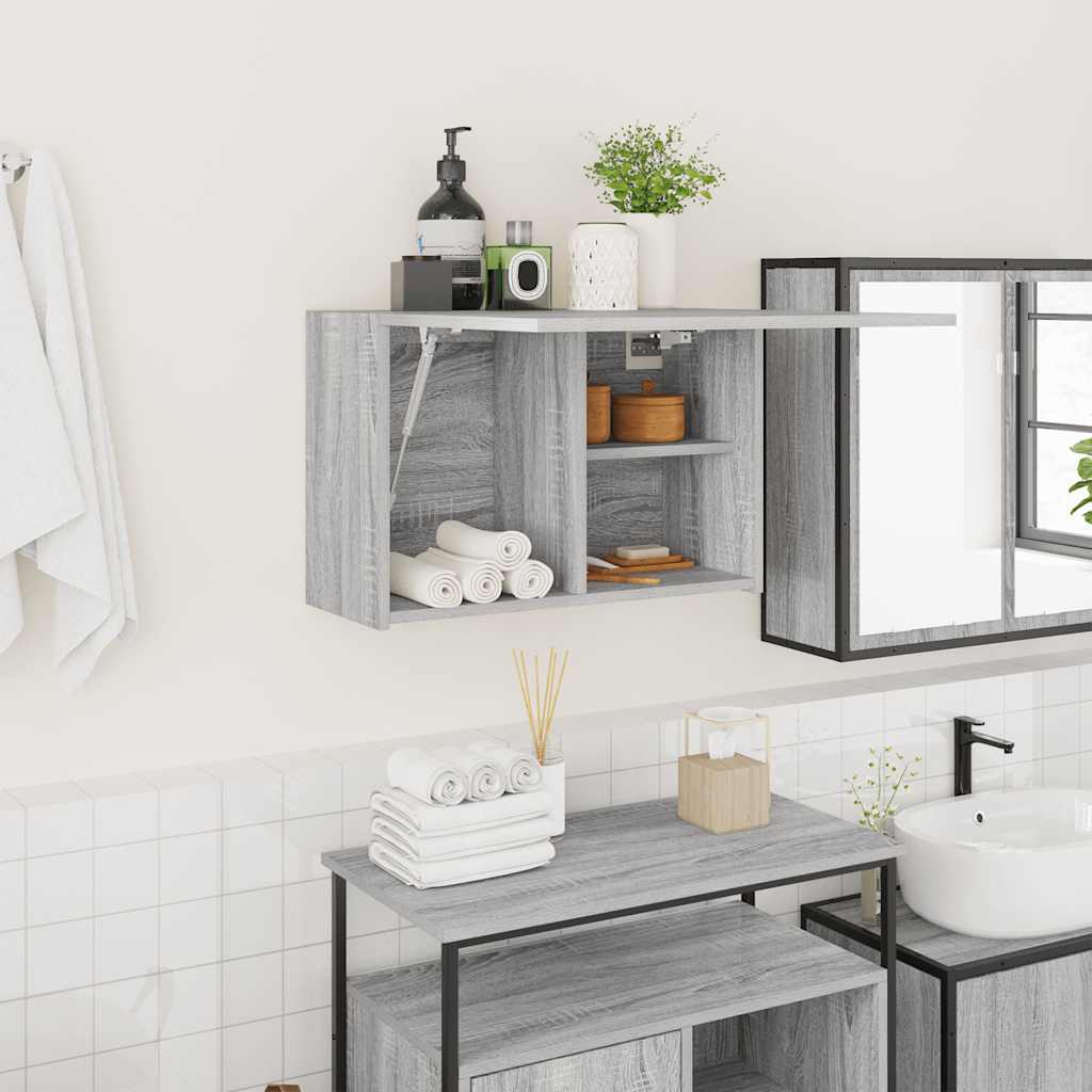 Bathroom Wall Cabinet Grey Sonoma 60x25x40 cm Engineered Wood