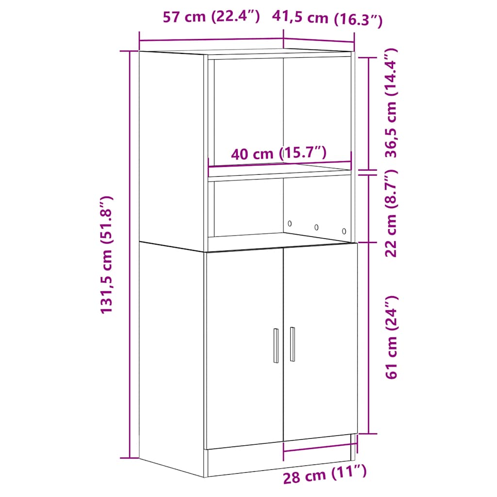 Kitchen Cabinet White 57x41.5x131.5 cm Engineered Wood