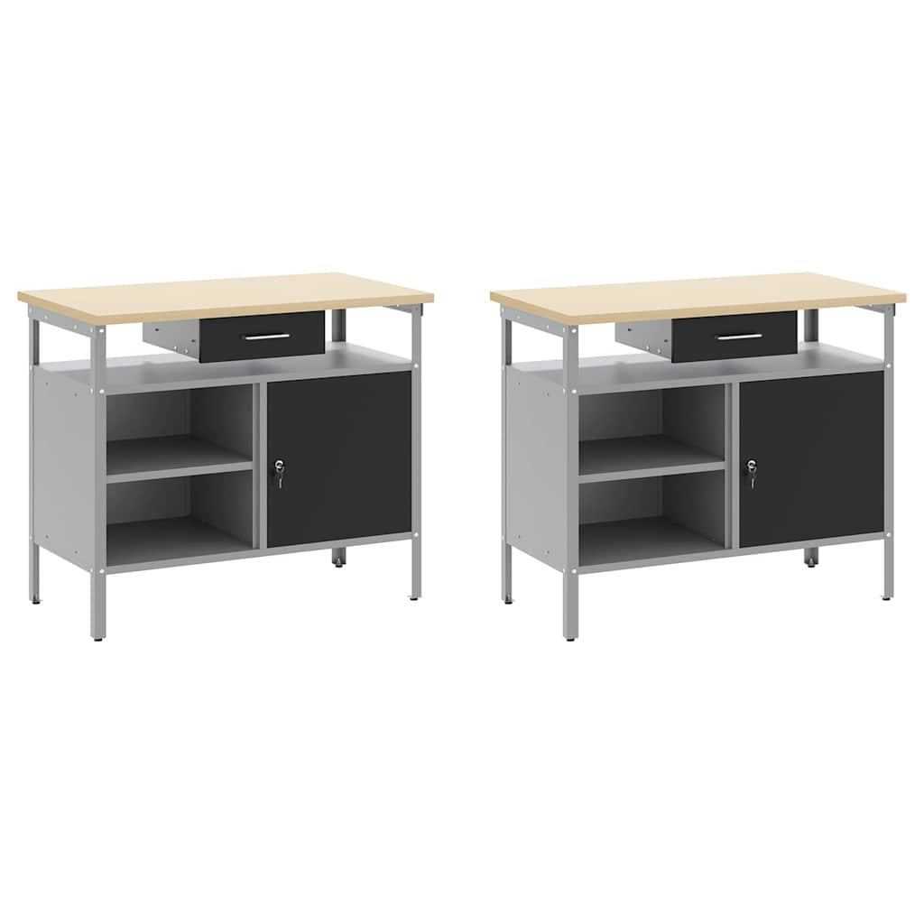 Work Bench Set with Shelf 8 pcs Grey 200 x 55 x 200 cm Steel