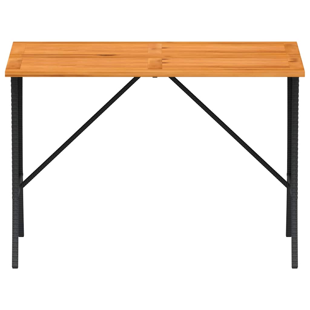 Garden Table with Acacia Wood Top Black 105x75x72 cm Poly Rattan