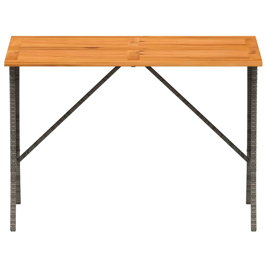 Garden Table with Acacia Wood Top Grey 105x75x72 cm Poly Rattan