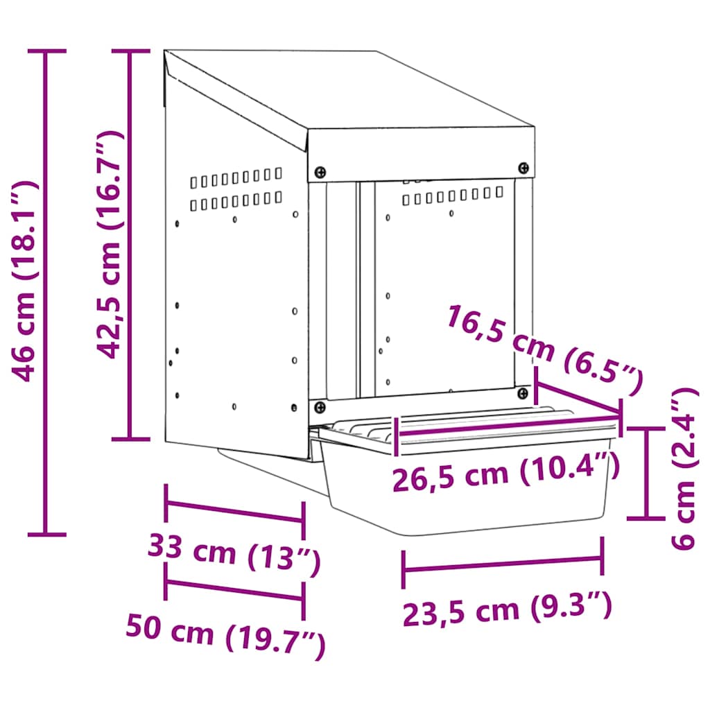 Chicken Nesting Box 1 Compartment Wall-Mounted Galvanised Steel