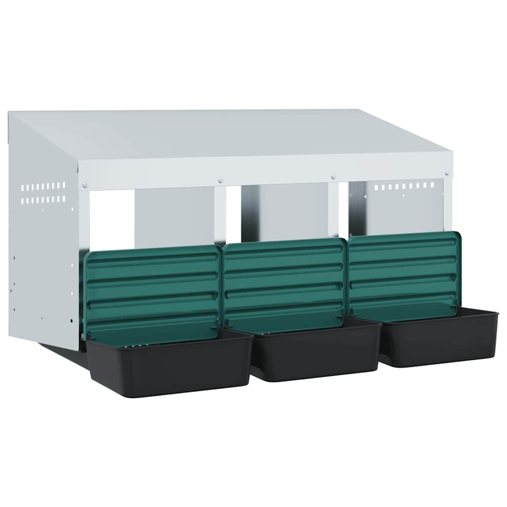 Chicken Nesting Box 3 Compartments Wall-Mounted Galvanised Steel