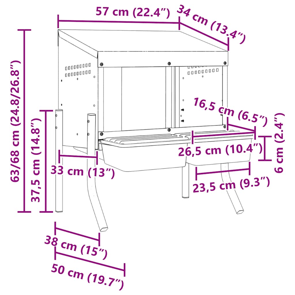 Chicken Nesting Box 2 Compartments with Legs Galvanised Steel
