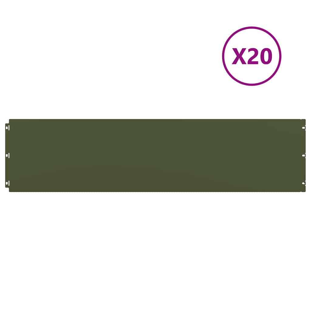 Lawn Edgings 20 pcs Olive Green 25x103 cm Cold-rolled Steel