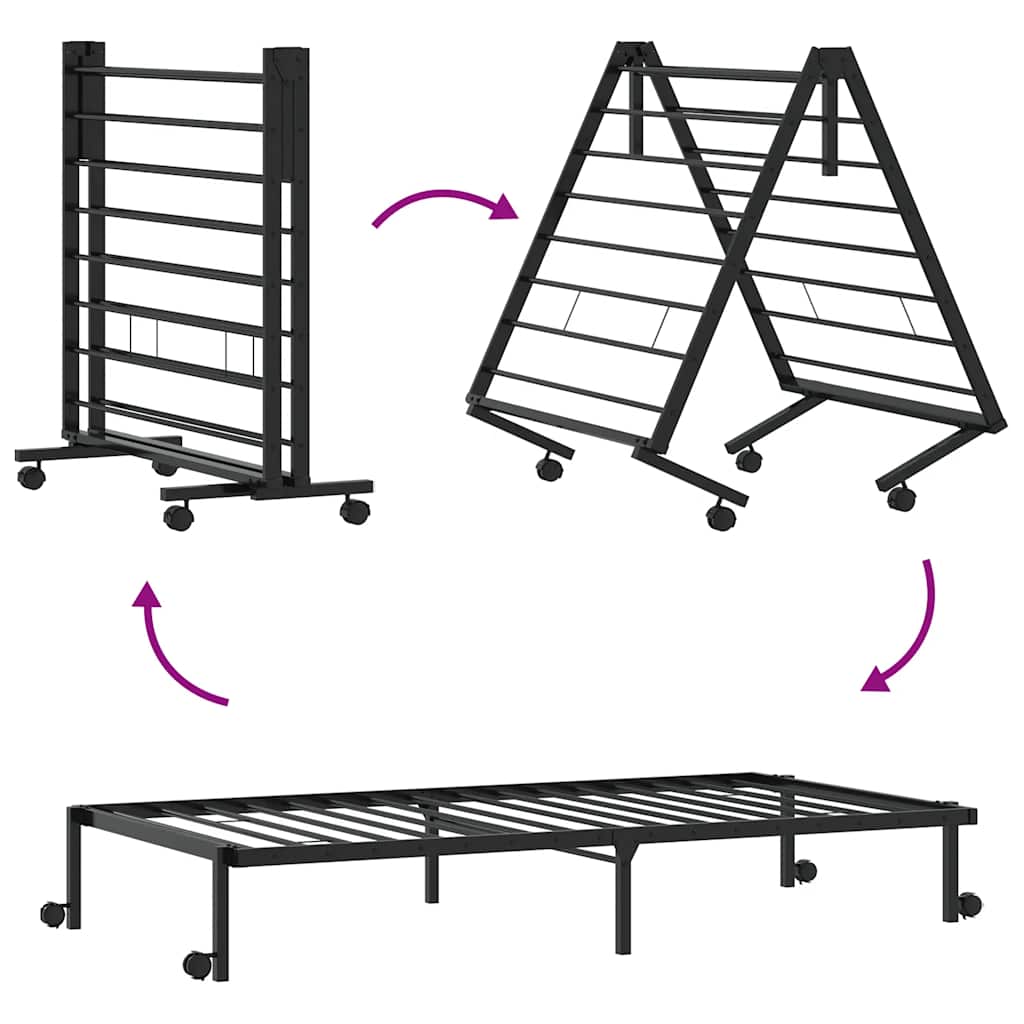 Bed Frame without Mattress Foldable Black 100x190 cm Steel