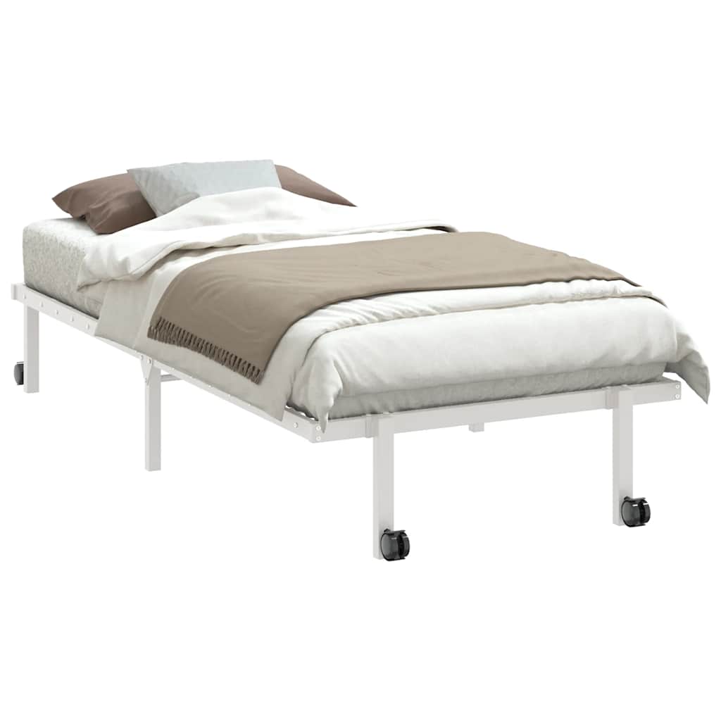 Bed Frame without Mattress Foldable White 90x190 cm Steel