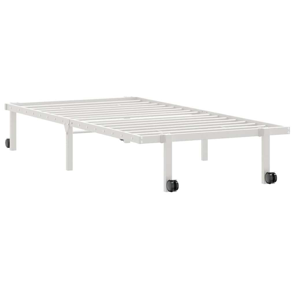 Bed Frame without Mattress Foldable White 90x190 cm Steel