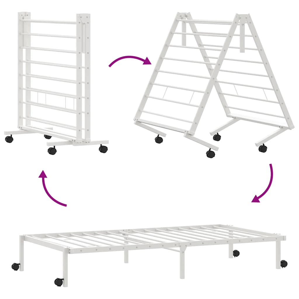 Bed Frame without Mattress Foldable White 90x190 cm Steel