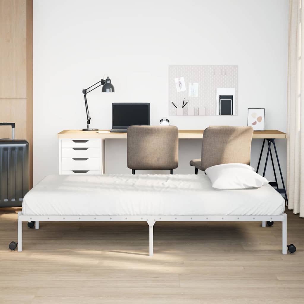 Bed Frame without Mattress Foldable White 90x200 cm Steel