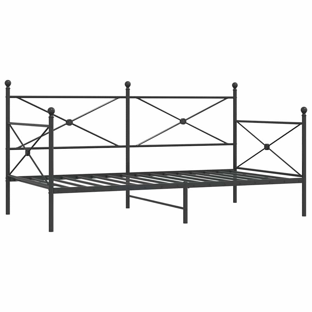 Day Bed without Mattress Black 100x190 cm Steel