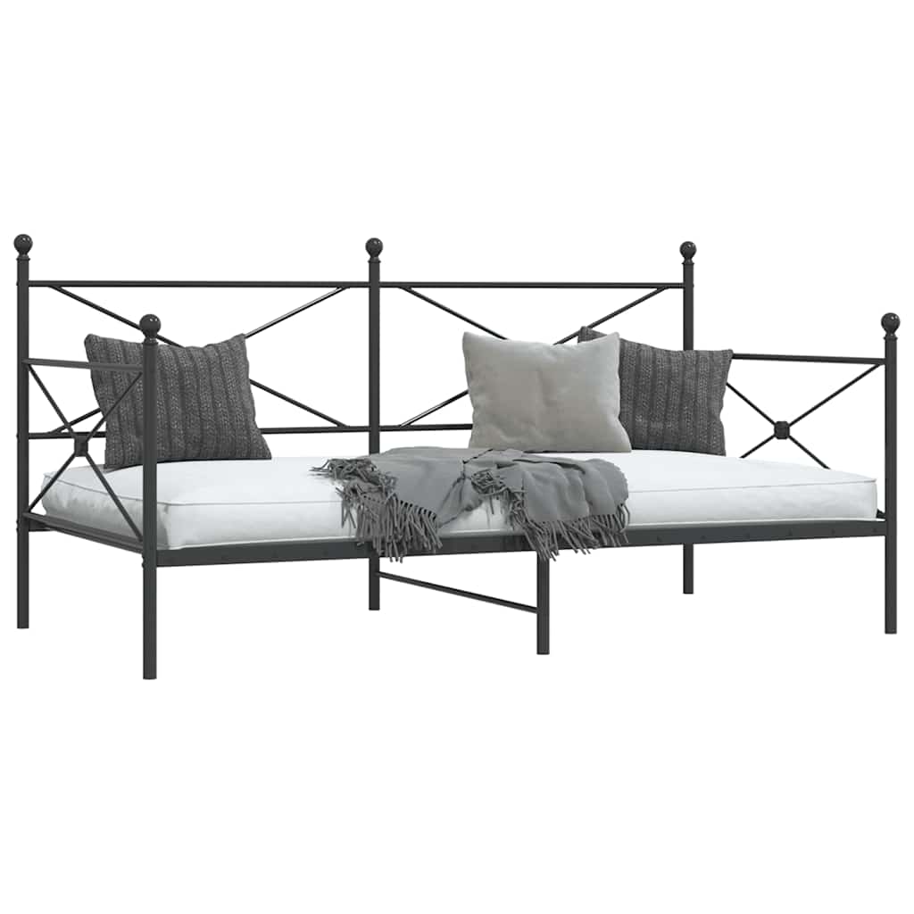 Day Bed without Mattress Black 100x190 cm Steel