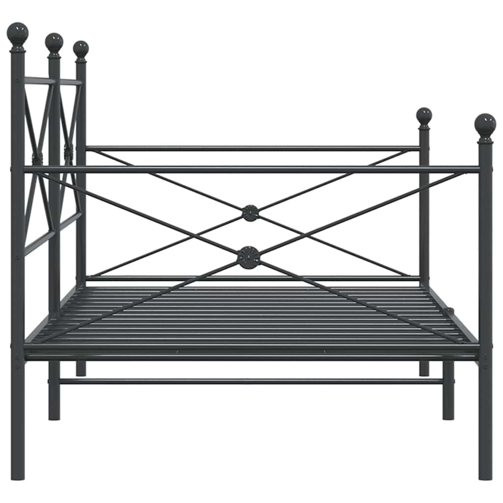 Day Bed without Mattress Black 100x190 cm Steel