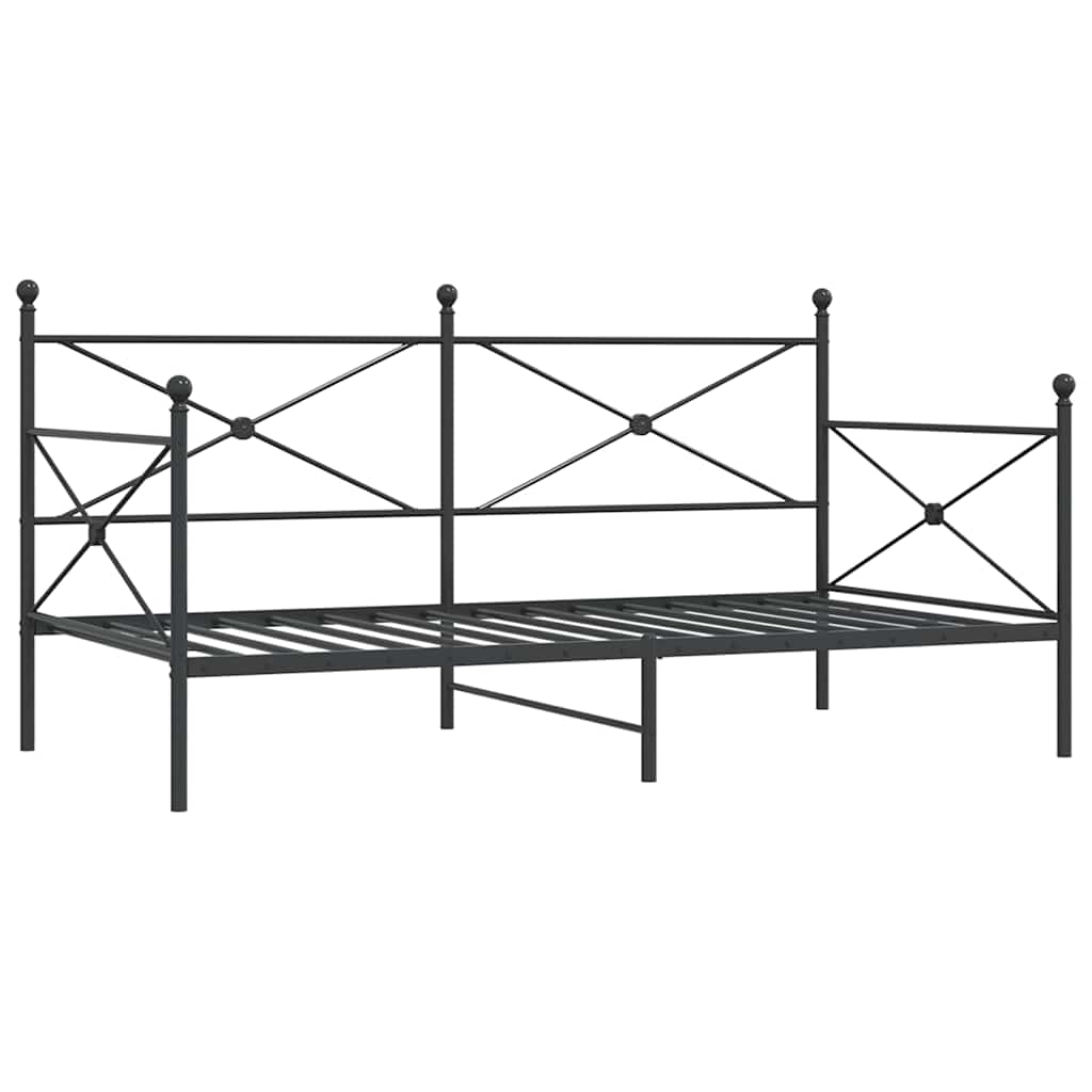 Day Bed without Mattress Black 100x200 cm Steel