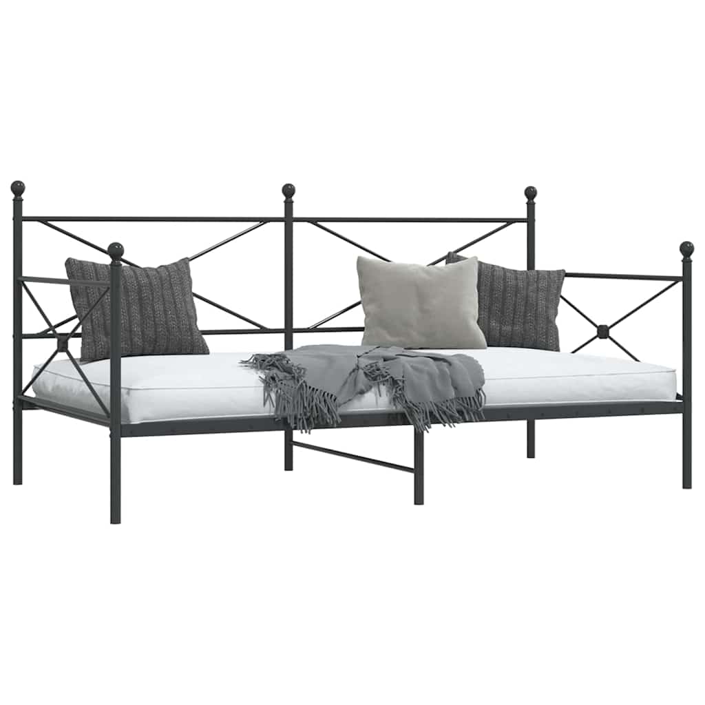 Day Bed without Mattress Black 100x200 cm Steel