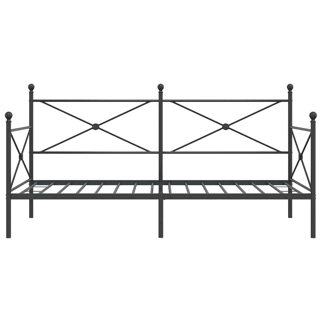 Day Bed without Mattress Black 100x200 cm Steel