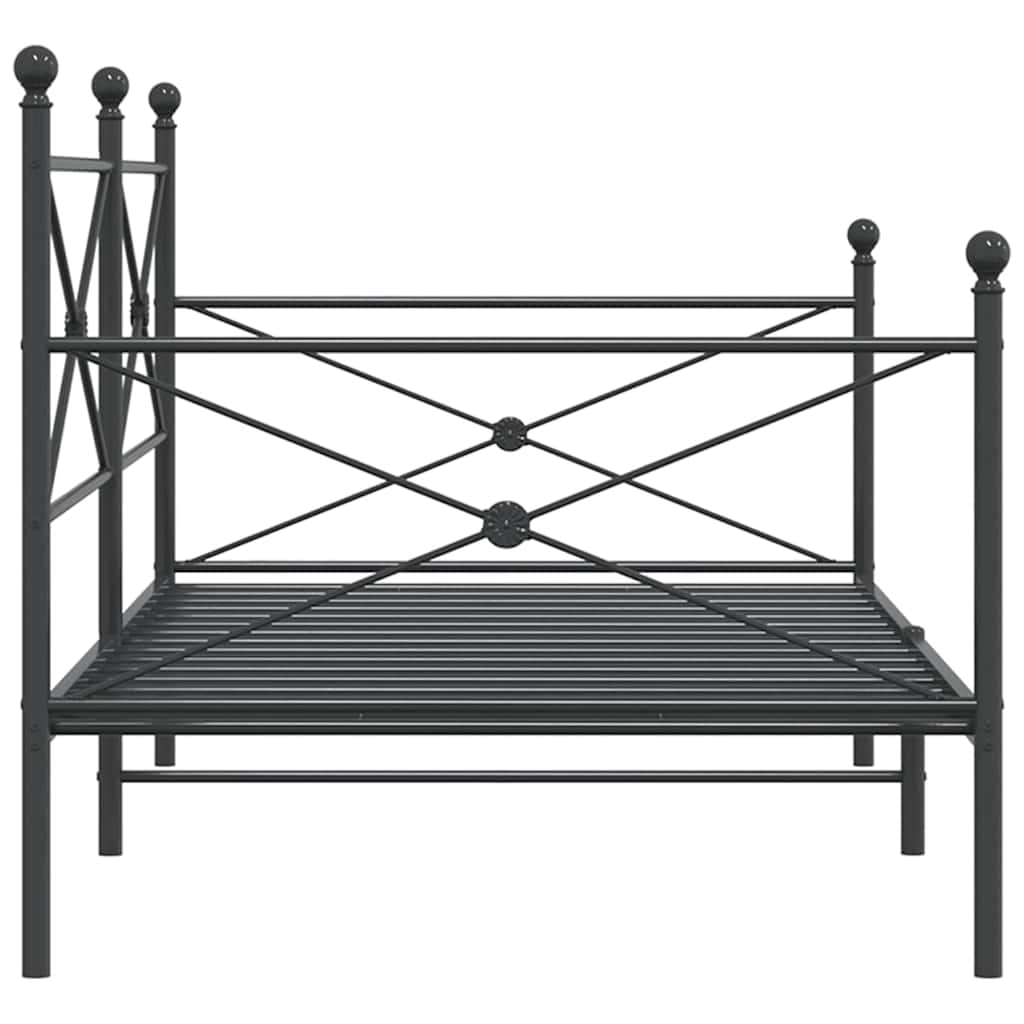 Day Bed without Mattress Black 100x200 cm Steel