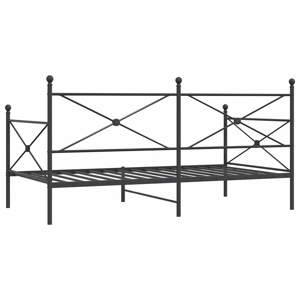 Day Bed without Mattress Black 100x200 cm Steel